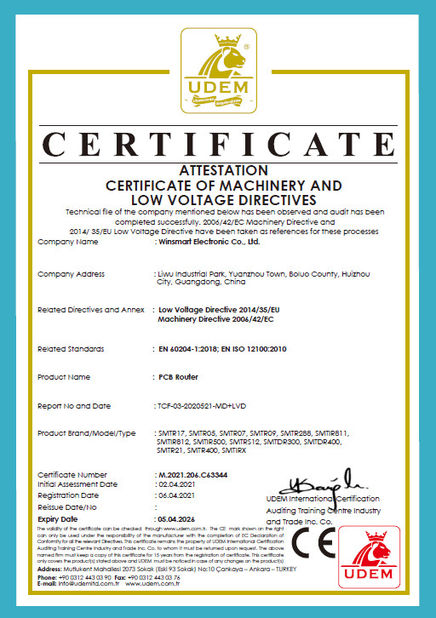 Chiny Winsmart Electronic Co.,Ltd Certyfikaty